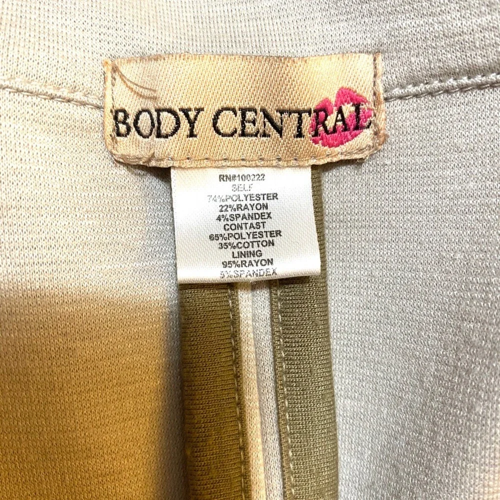 Body Central Womens Khaki Beige Double Breasted Knit Blazer Jacket‎ Size M 5040